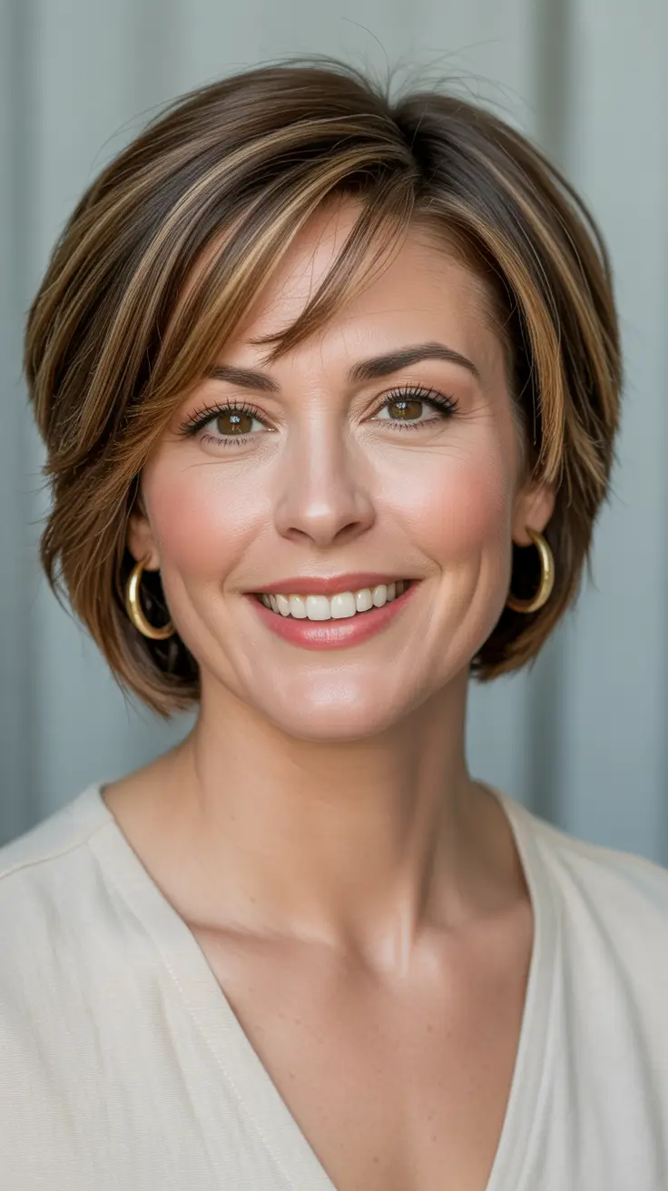 Haircut ideas for women over 40 2026 Choppy Layered Bob