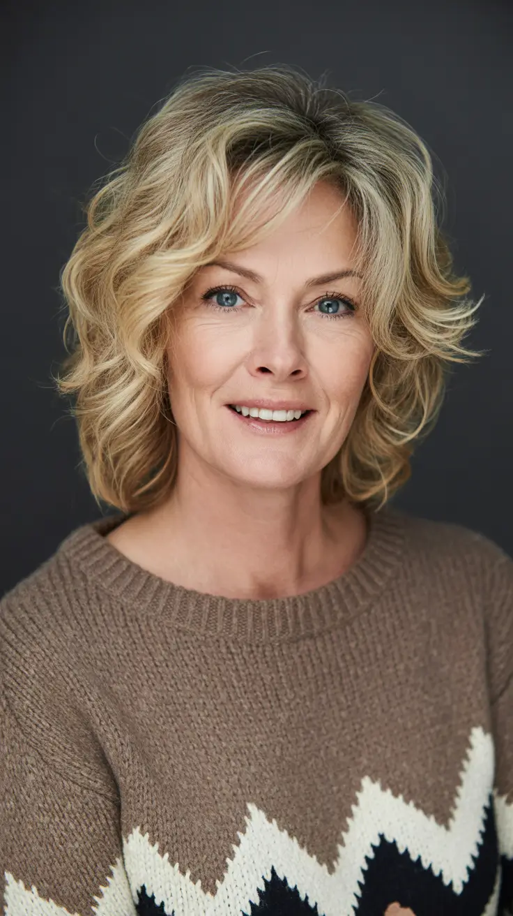 Haircut ideas for women over 50 2026 Soft Layered Blonde Shag