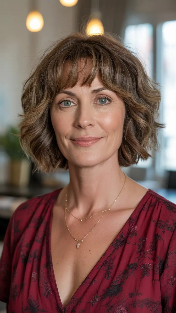 Haircut ideas for women over 50 2026 Modern Curly Bob