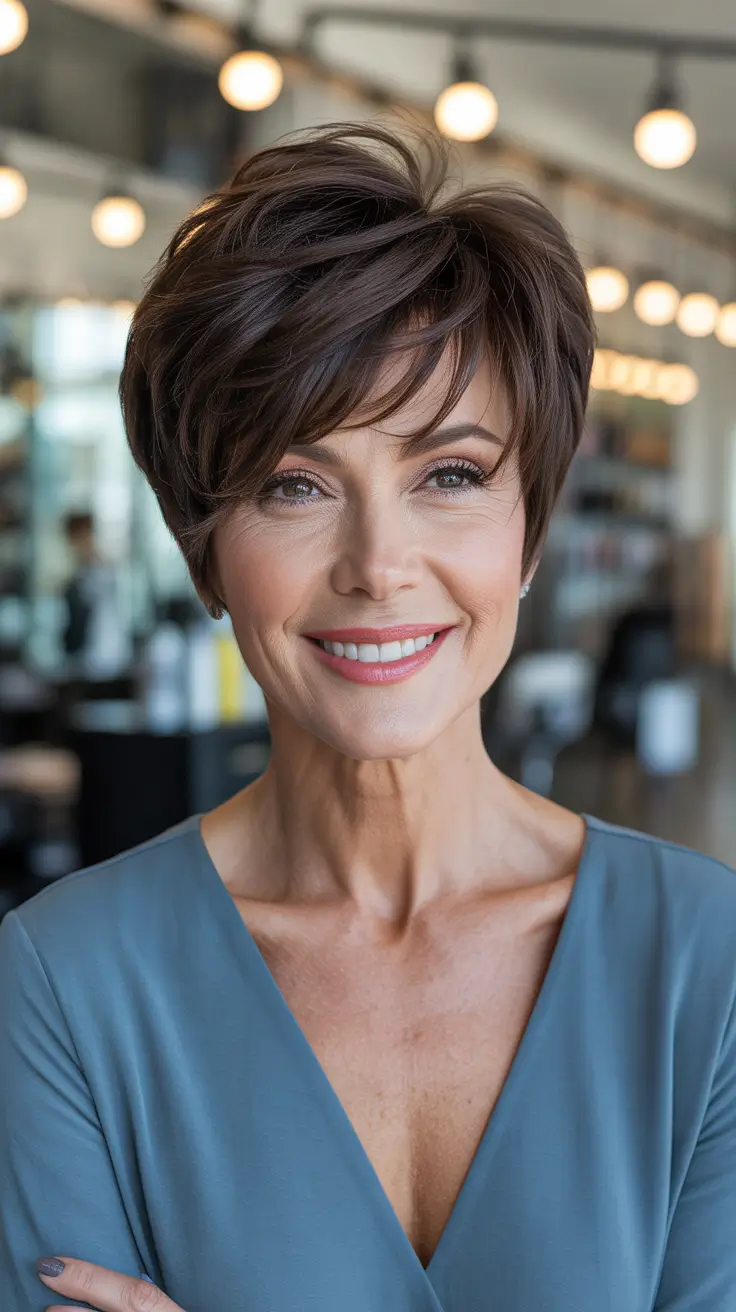 bixie voluminous brunette haircut