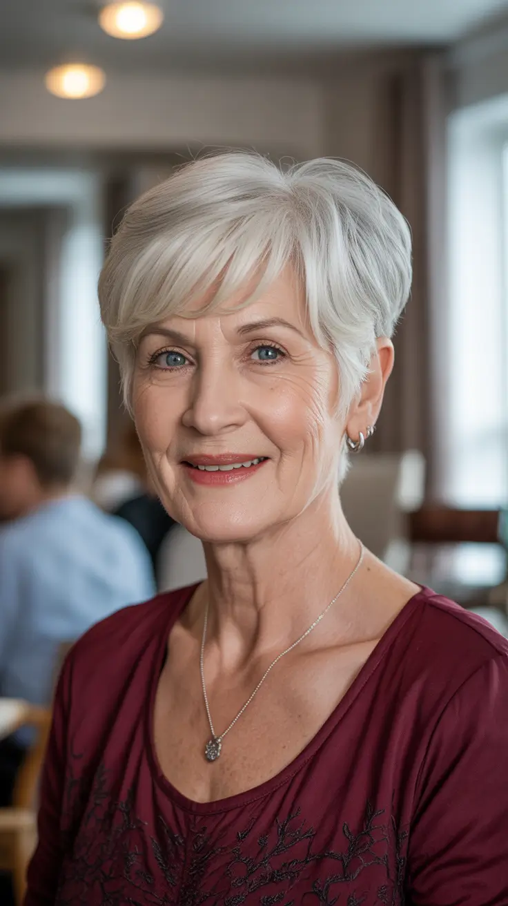 short shag white hairstyle