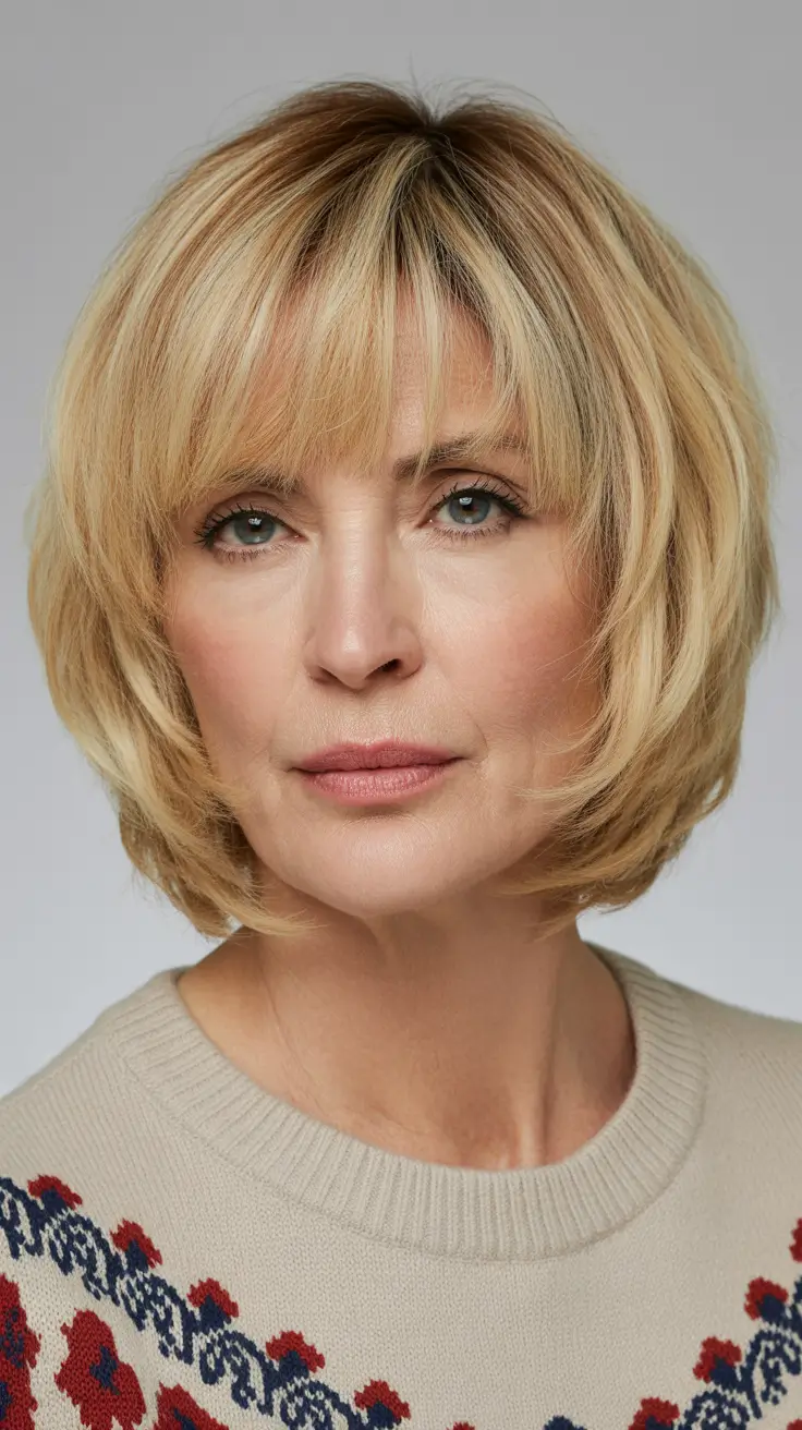 medium length bob with curtain bangs