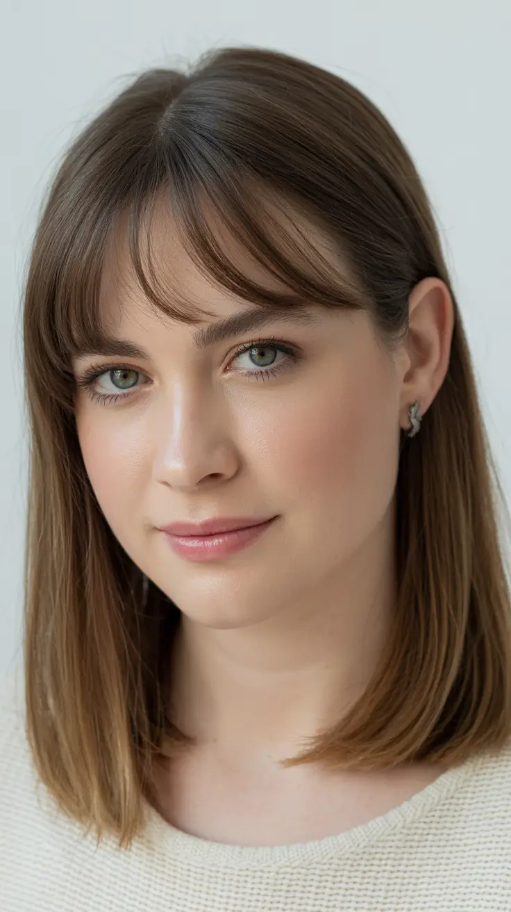 Cool haircut inspo 2026 Subtle Straight Layers with Micro Bangs