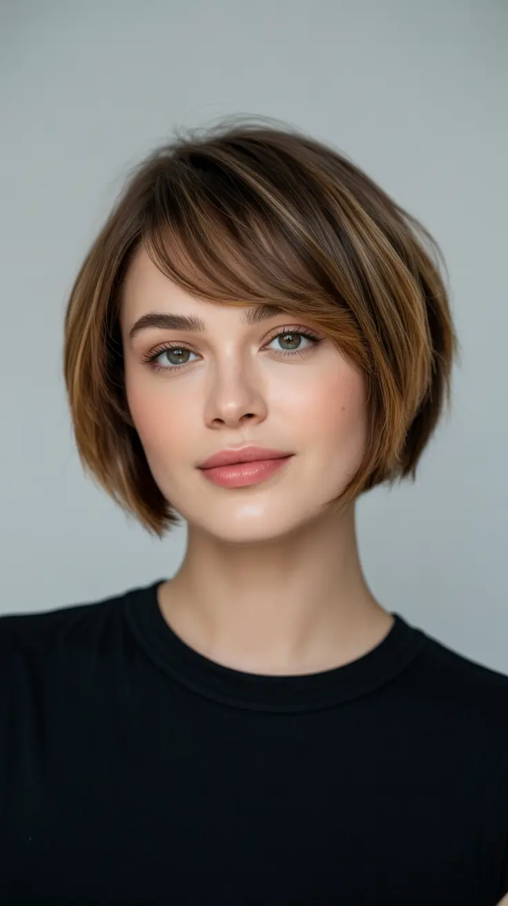 Cool haircut inspo 2026 Soft Tousled Bob with Side Bangs