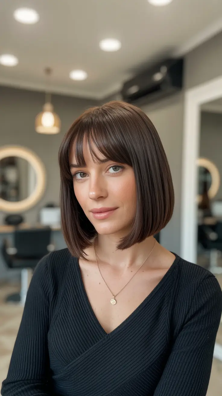 Cool haircut inspo 2026 Polished Blunt Bob with Fringe
