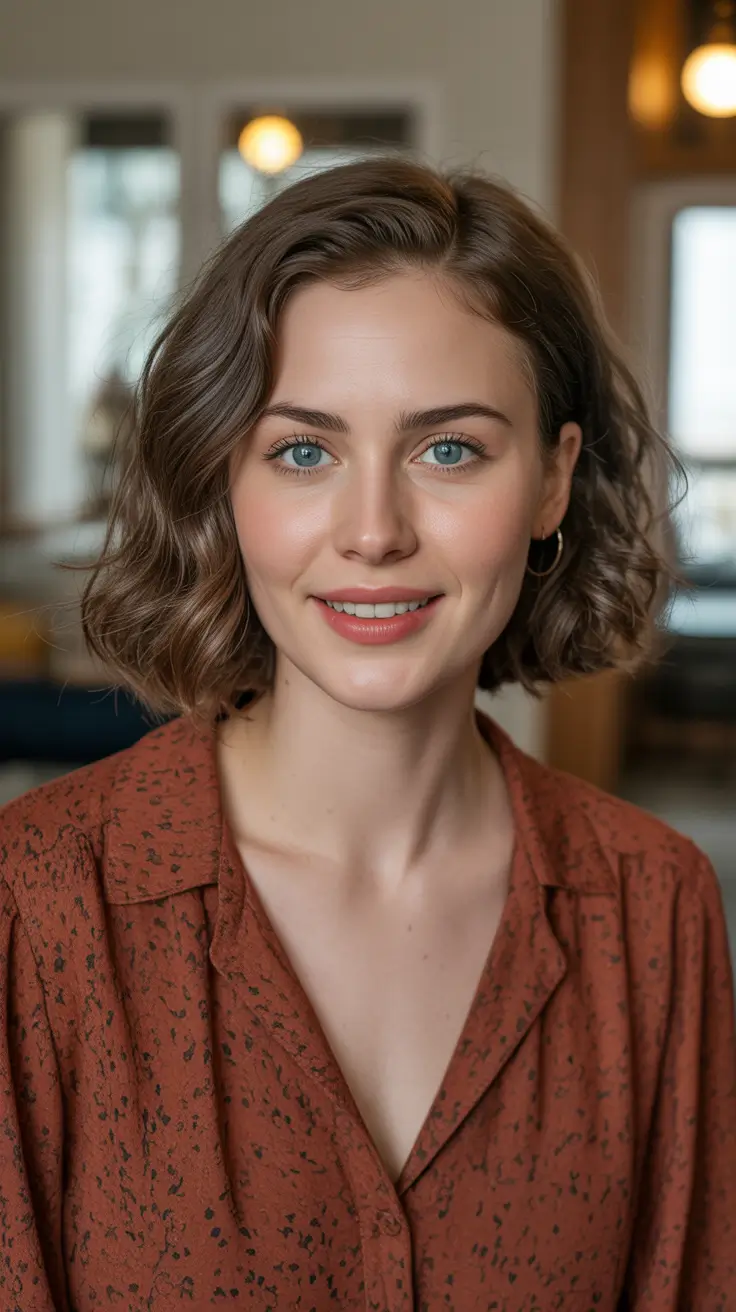Cool haircut inspo 2026 Soft Wavy Bob with Natural Texture
