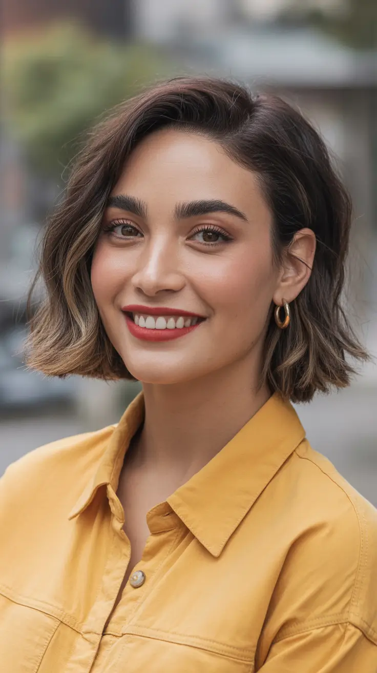 Cool haircut inspo 2026 Softly Angled Brunette Bob