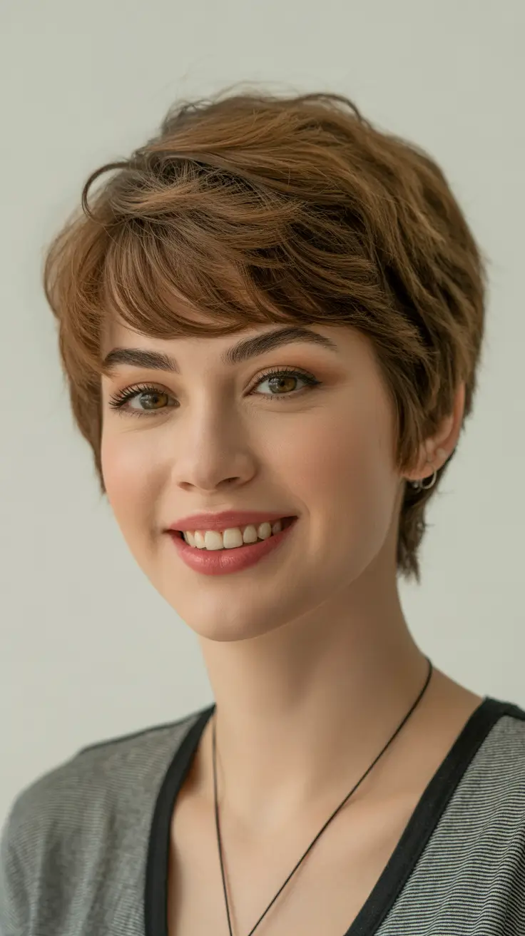 Cool haircut inspo 2026 Playful Chestnut Pixie