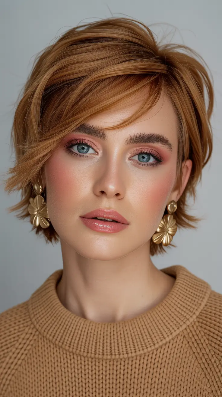 Short shag haircut with bangs Golden Short Shag