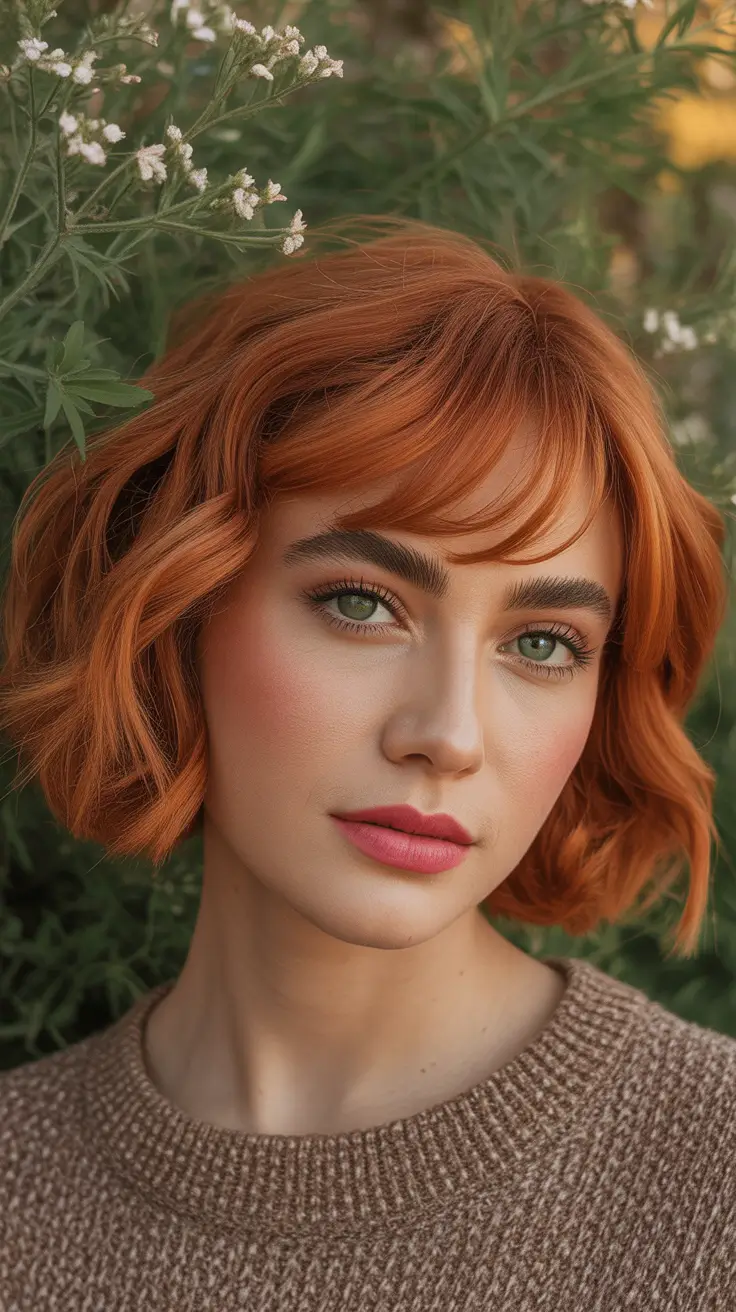 Short curly bob haircut with bangs Modern Short Curly Bob