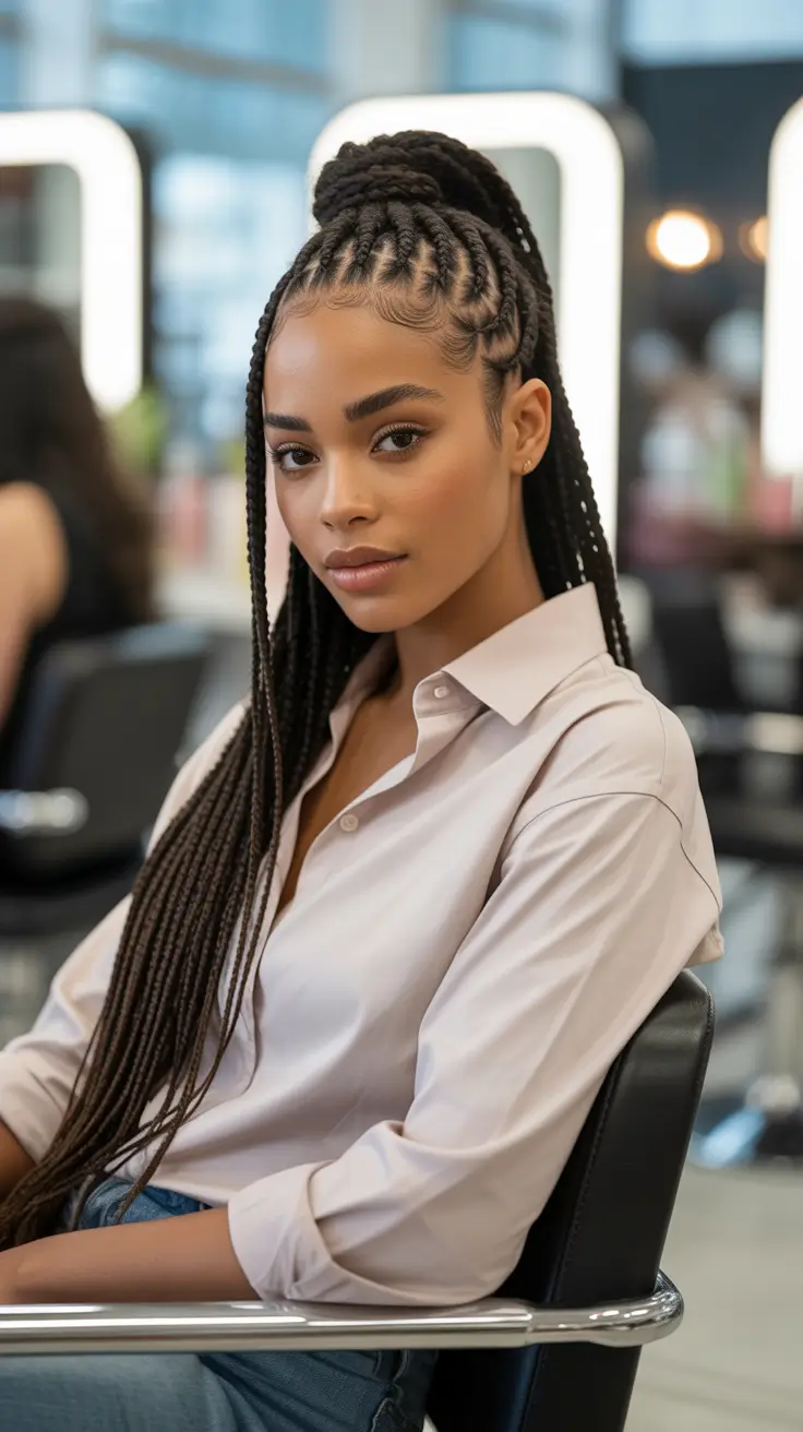 Braids Cornrows High Ponytail H2