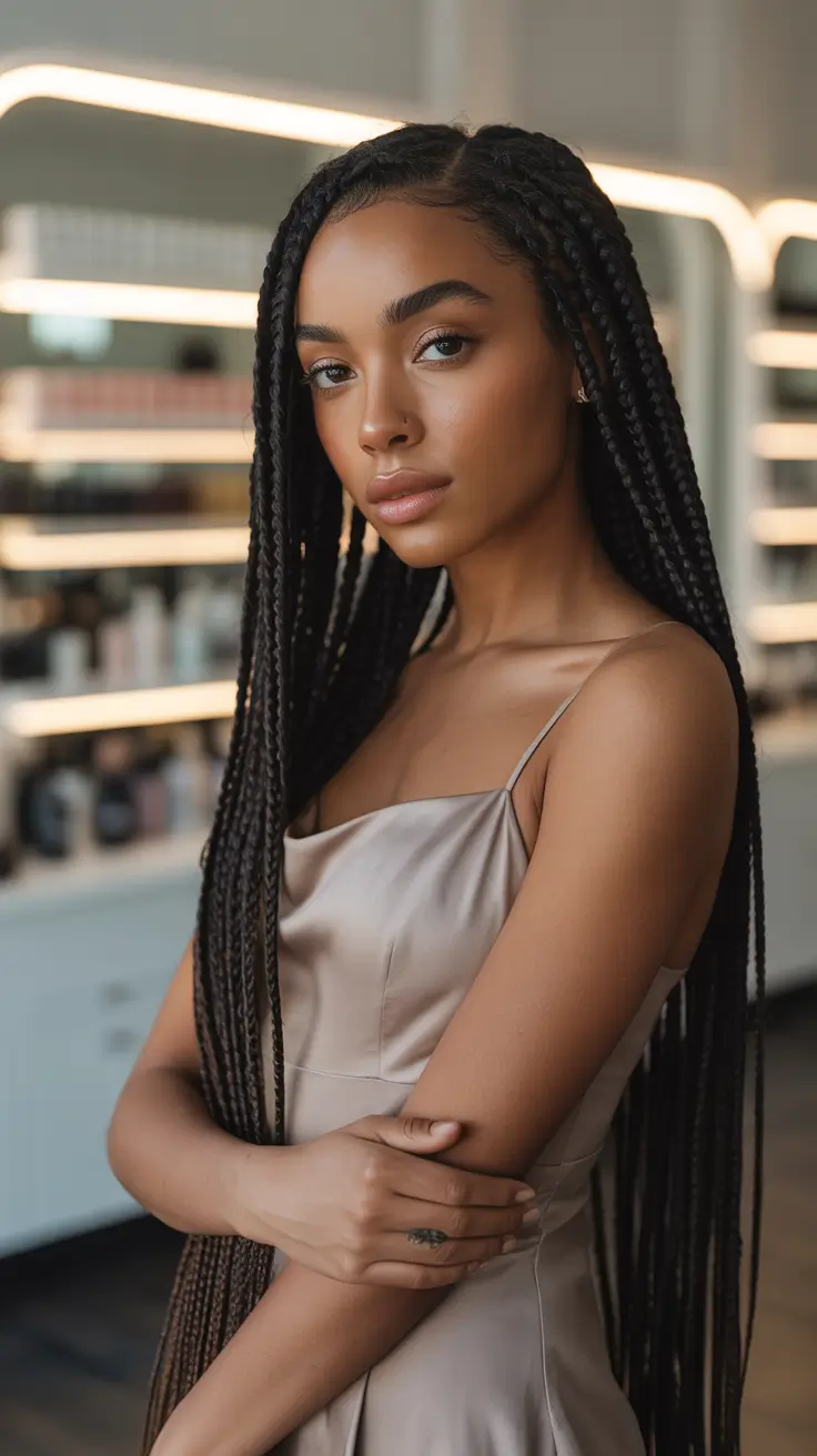 Braids Sleek Middle Part Satin H2