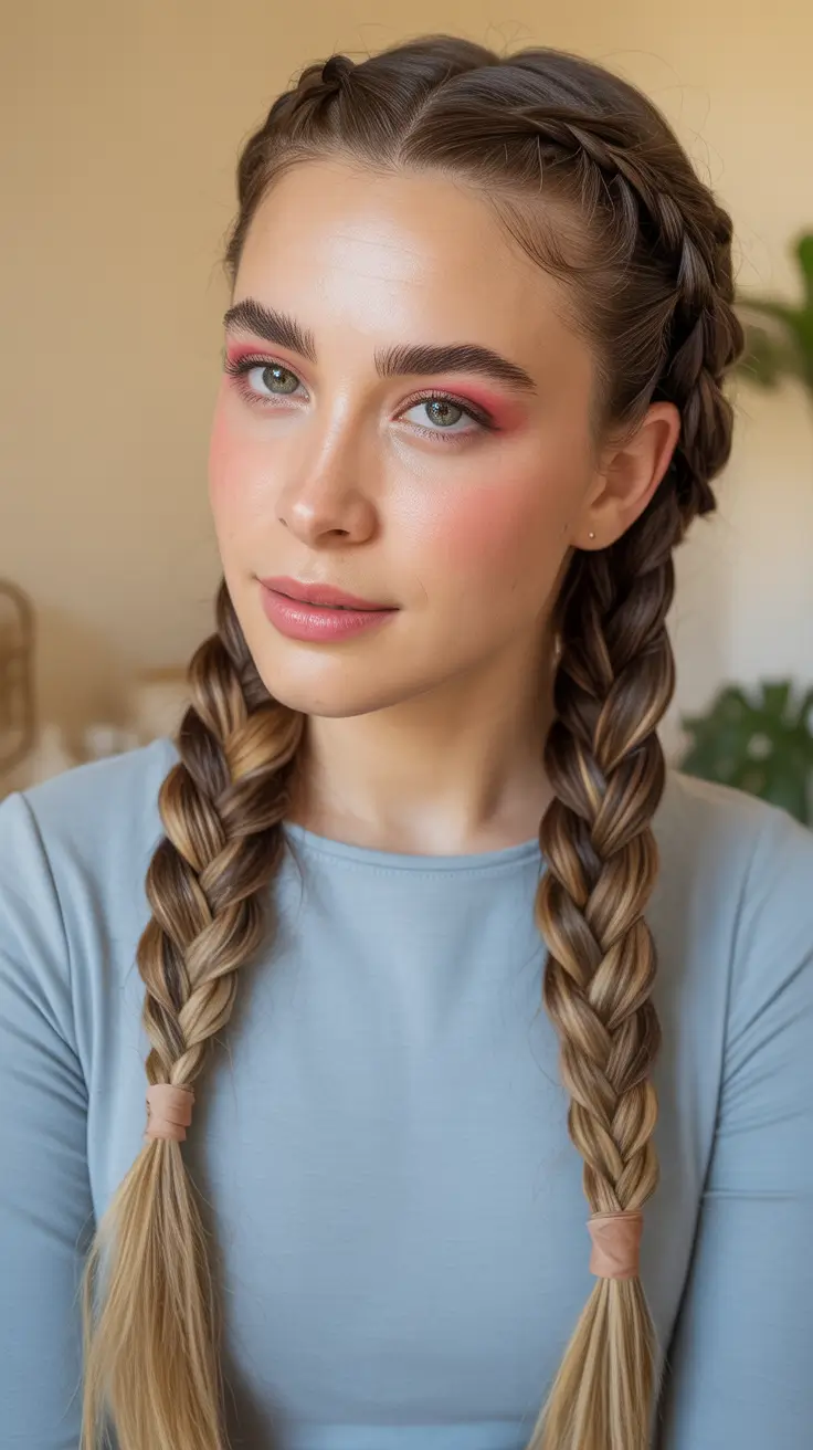 Hairstyles for long hair 2026 Double Dutch Braids With Soft Dimensional Ends