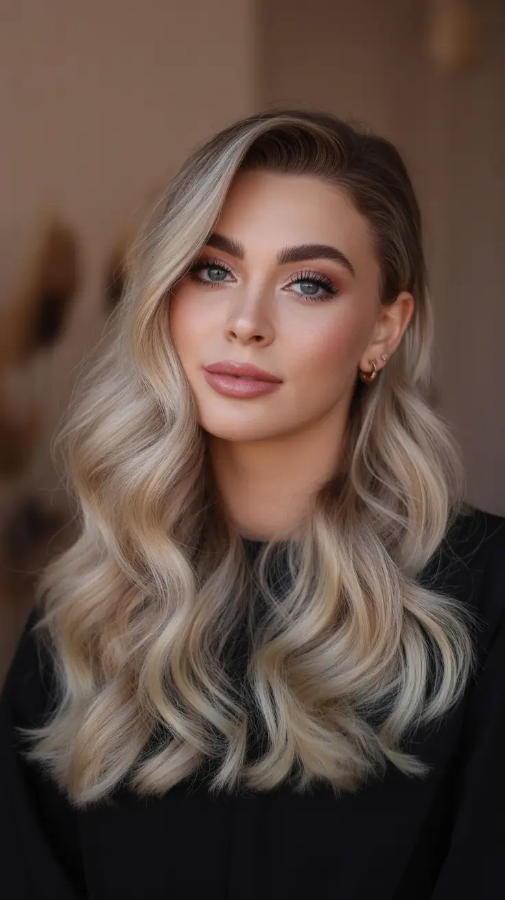 Hairstyles for long hair 2026 Brushed-Out Platinum Waves With Side Sweeping Lift