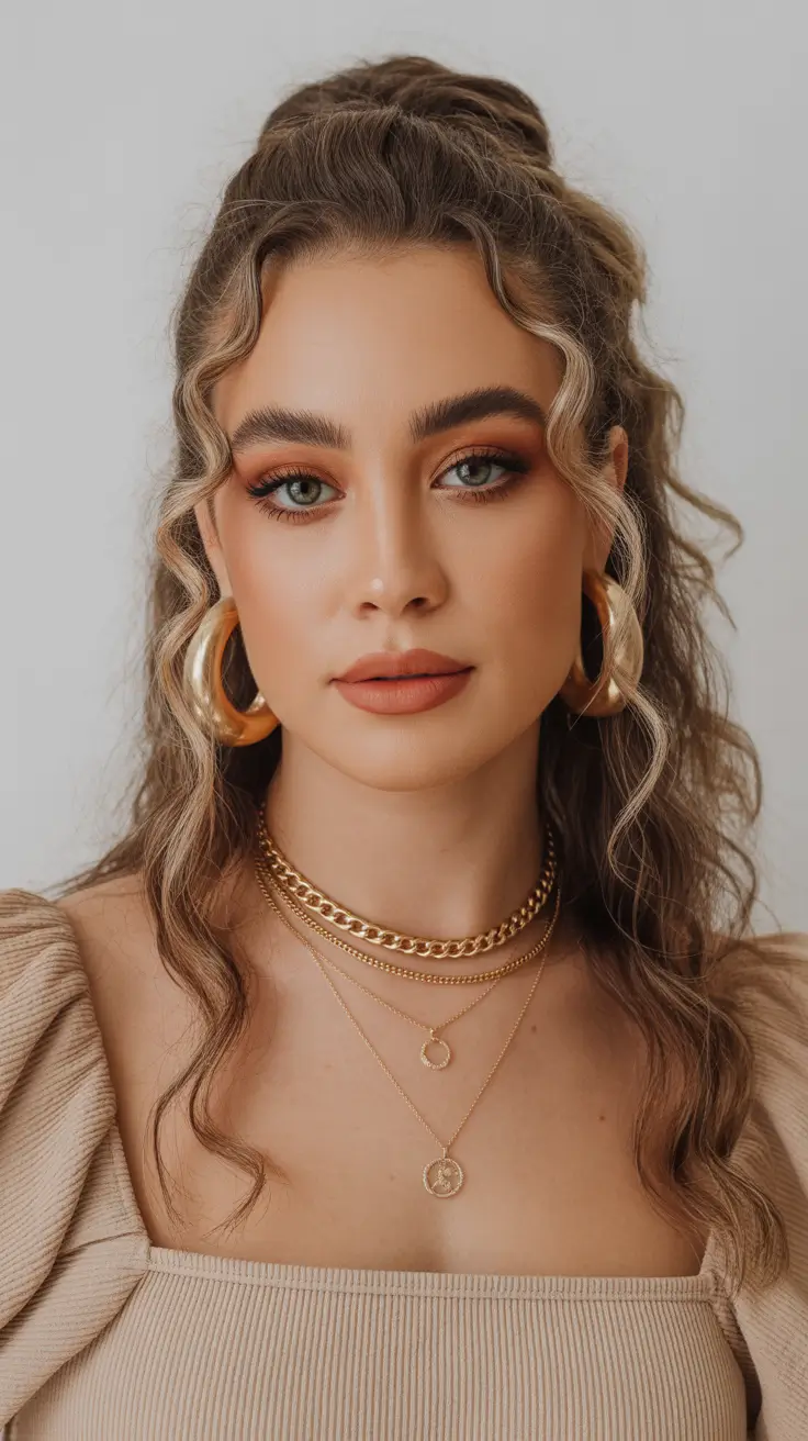 Hairstyles for long hair 2026 Romantic Half-Up with Loose Face-Framing Curl Tendrils