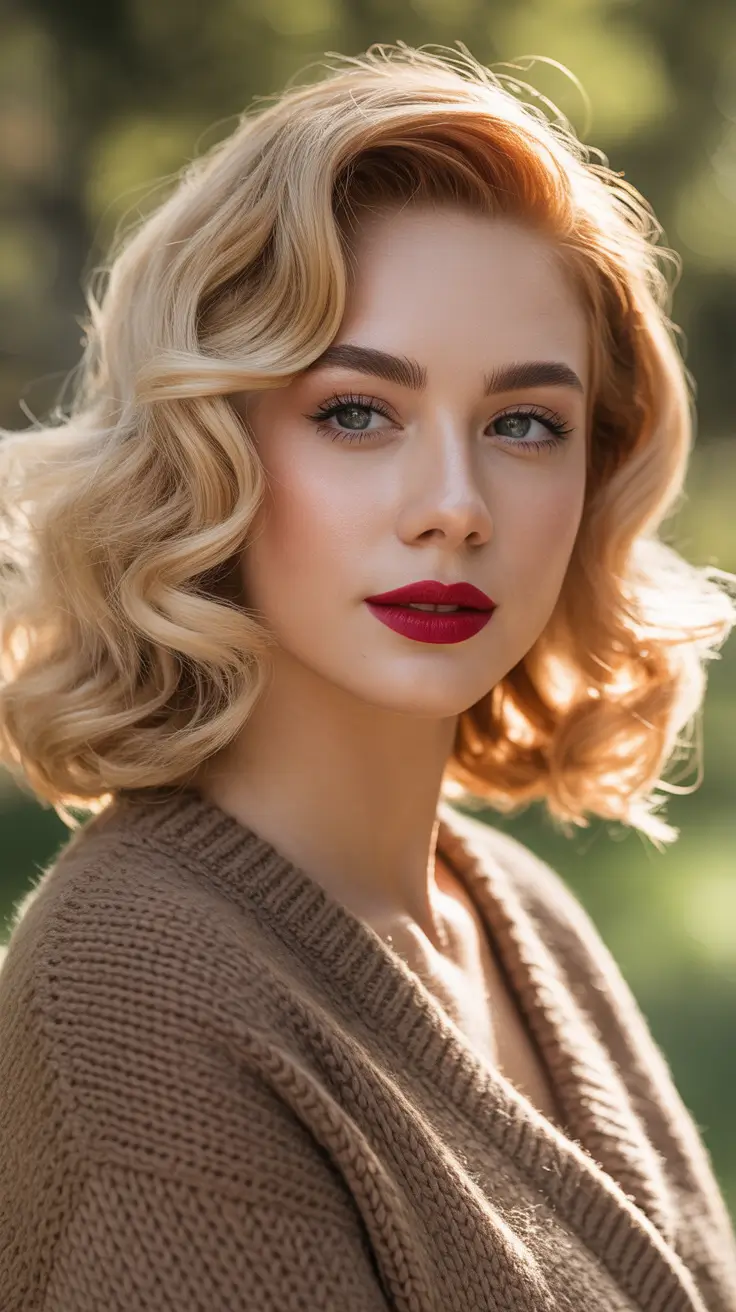 medium-length-hairstyles-2026-Soft-Retro-Waves-With-Warm-Blonde-Glow