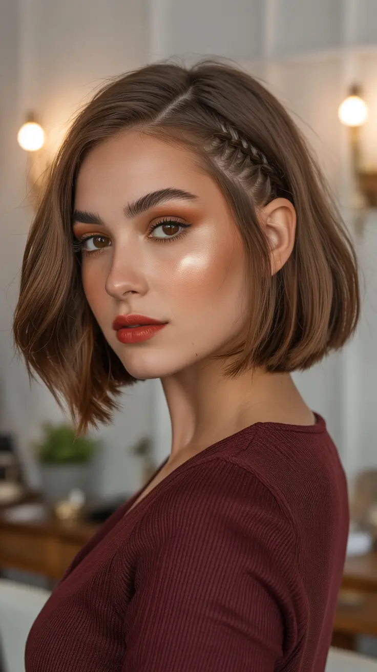 medium-length-hairstyles-2026-Side-Swept-Bob-With-Mini-Accent-Braids