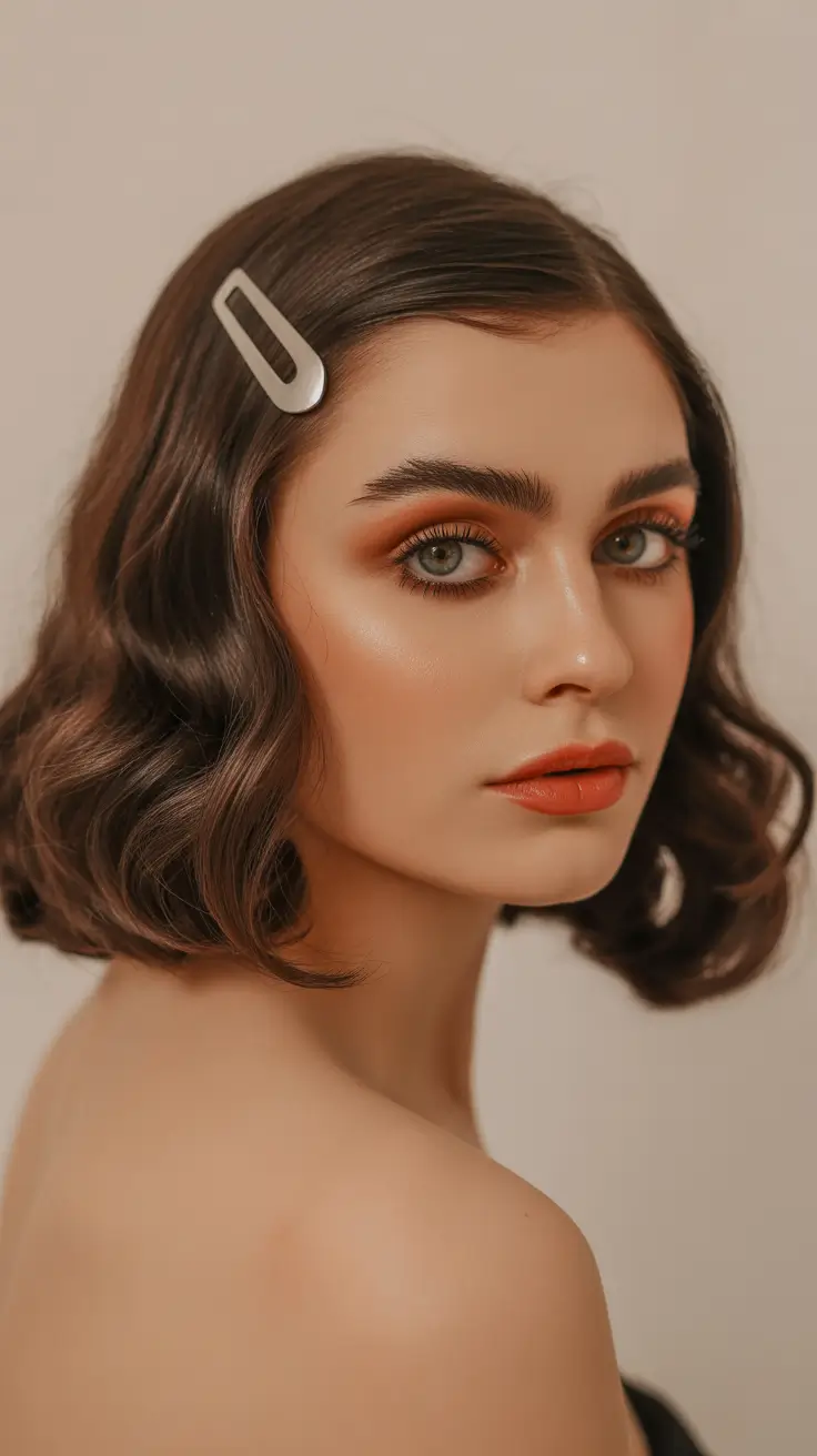 medium-length-hairstyles-2026-Classic-Sculpted-Bob-With-Statement-Clip