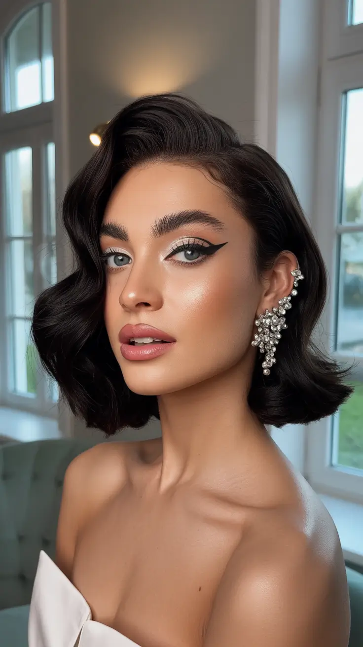 medium-length-hairstyles-2026-Glossy-Sculpted-Waves-With-Deep-Espresso-Shine