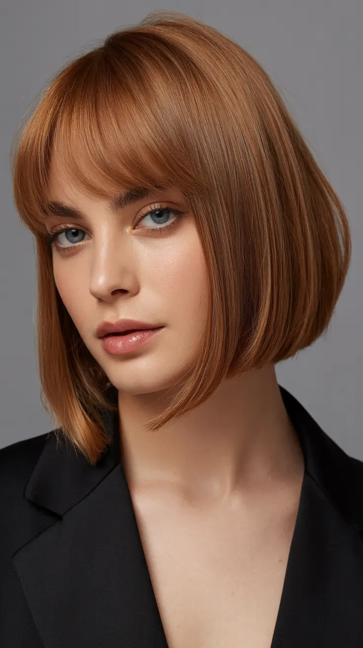 medium-length-hairstyles-2026-Precision-Copper-Bob-With-Soft-Full-Fringe