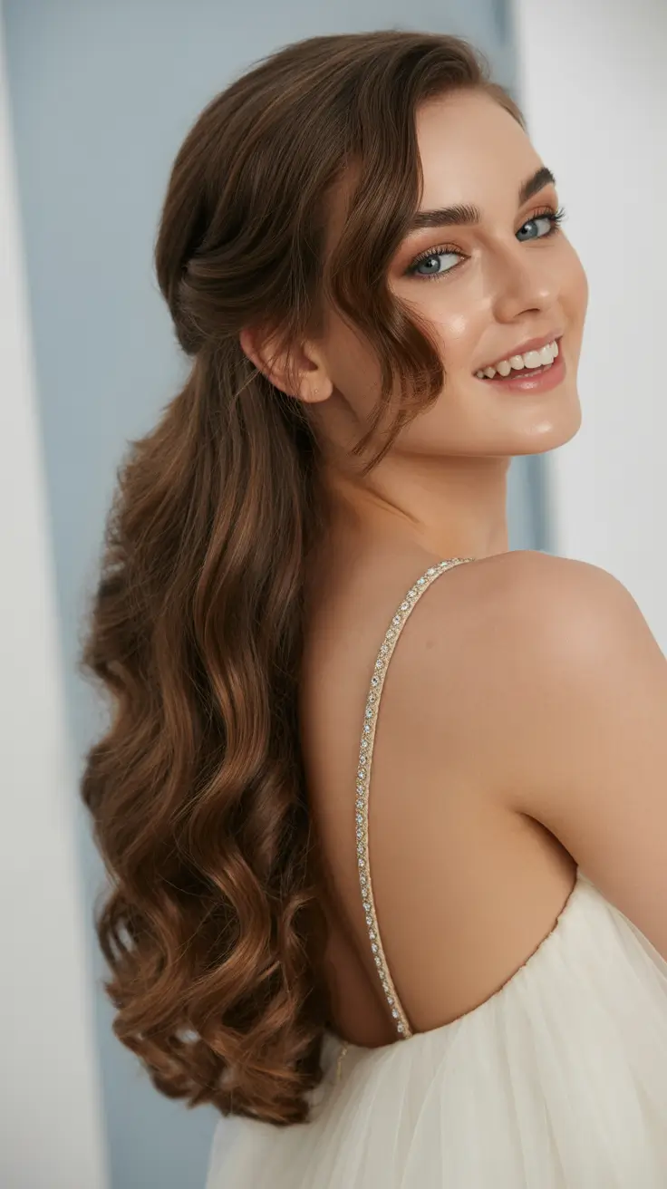 21 Chic half up half down hairstyles 2026 Romantic Cascading Half Up Curls