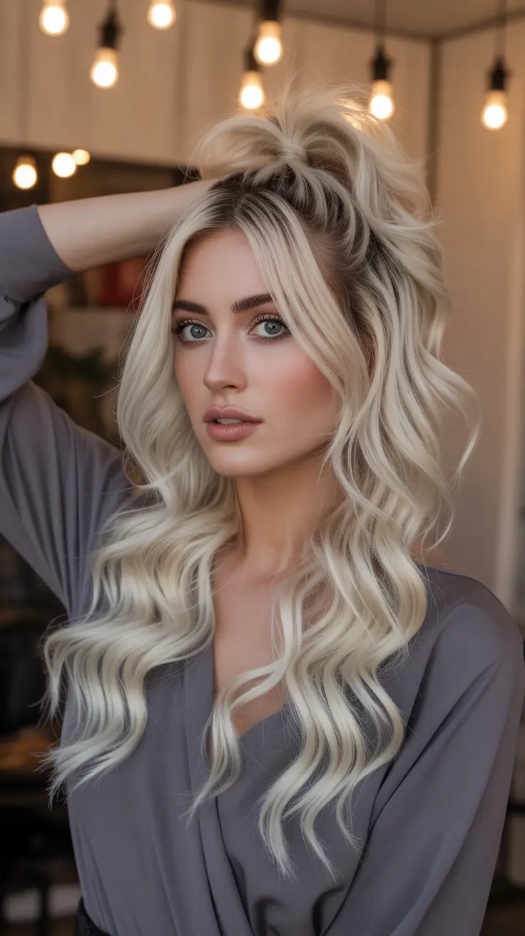 21 Chic half up half down hairstyles 2026 Bright Blonde Volume Half Up with Loose Texture