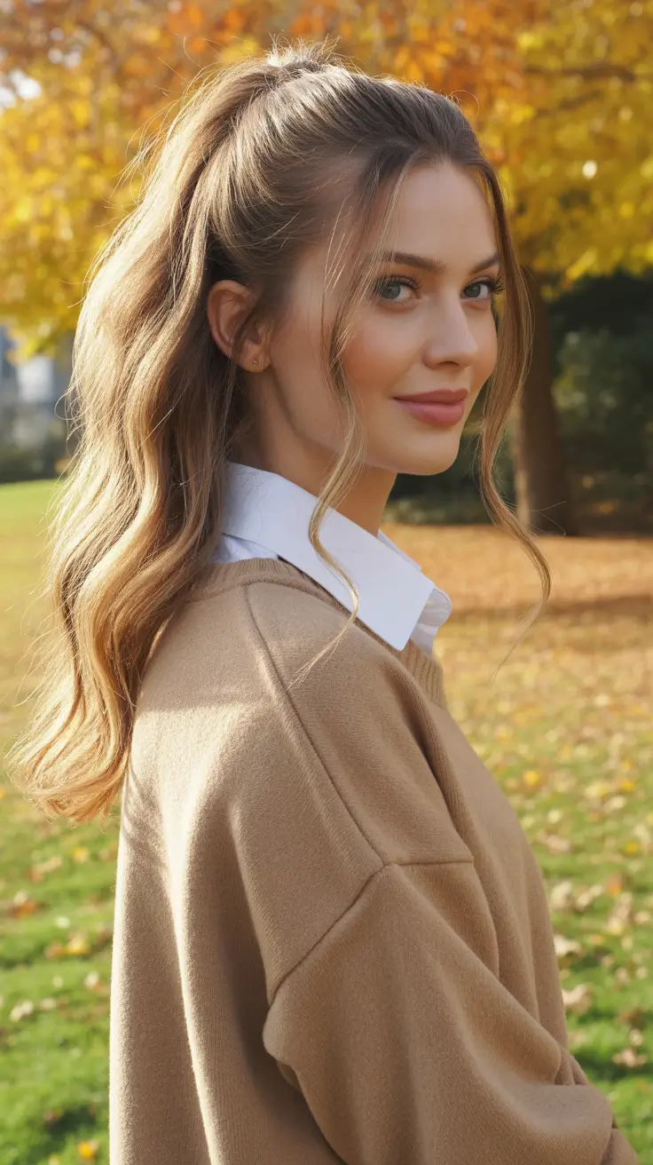 21 Chic half up half down hairstyles 2026 High Spring Pony Half Up with Loose Face Frames