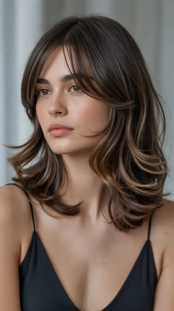 jellyfish haircut Soft Espresso Jellyfish Layers With Subtle Contouring