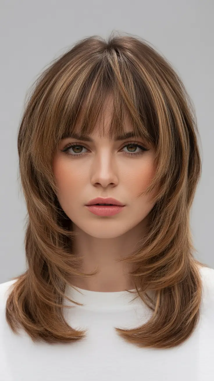 jellyfish haircut Layered Cinnamon Jellyfish Cut With Delicate Full Fringe