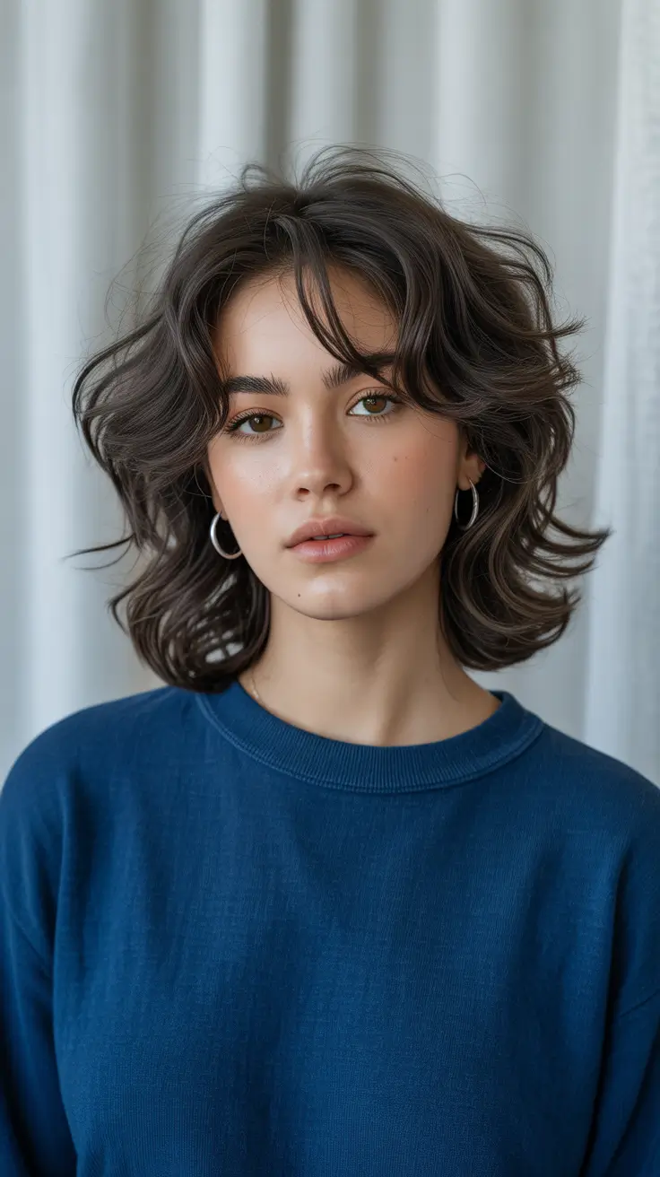 jellyfish haircut Textured Bob-Jelly Hybrid With Lifted Waves and Light Fringe