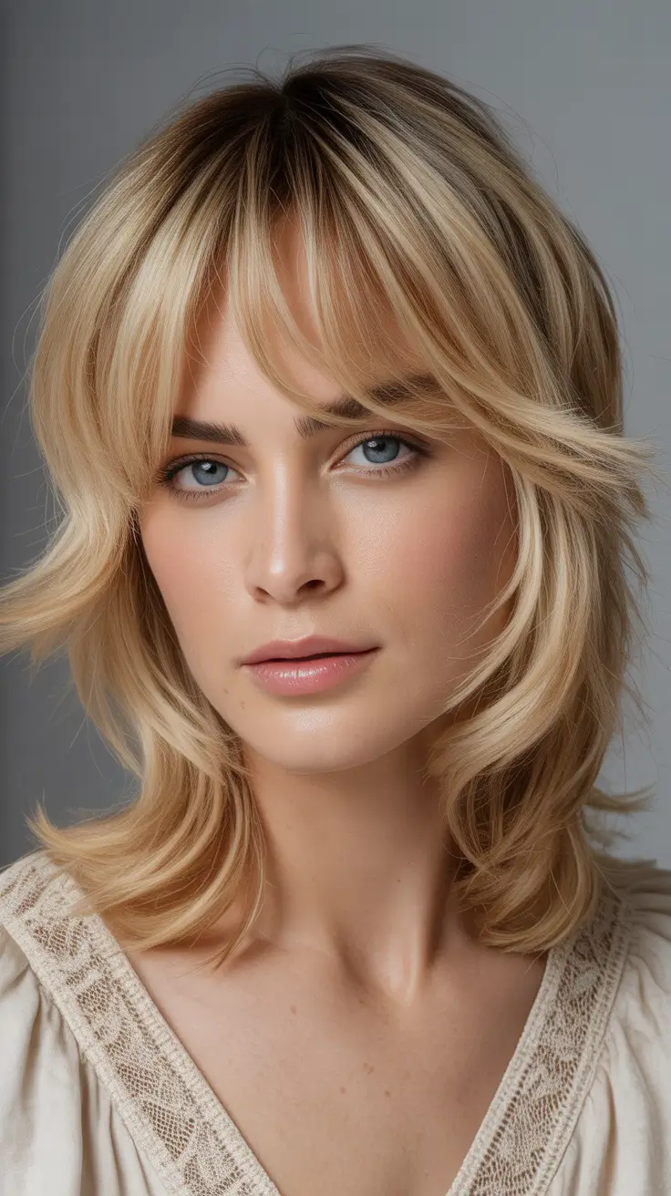 jellyfish haircut Golden Jellyfish Midi With Soft Curtain Layers