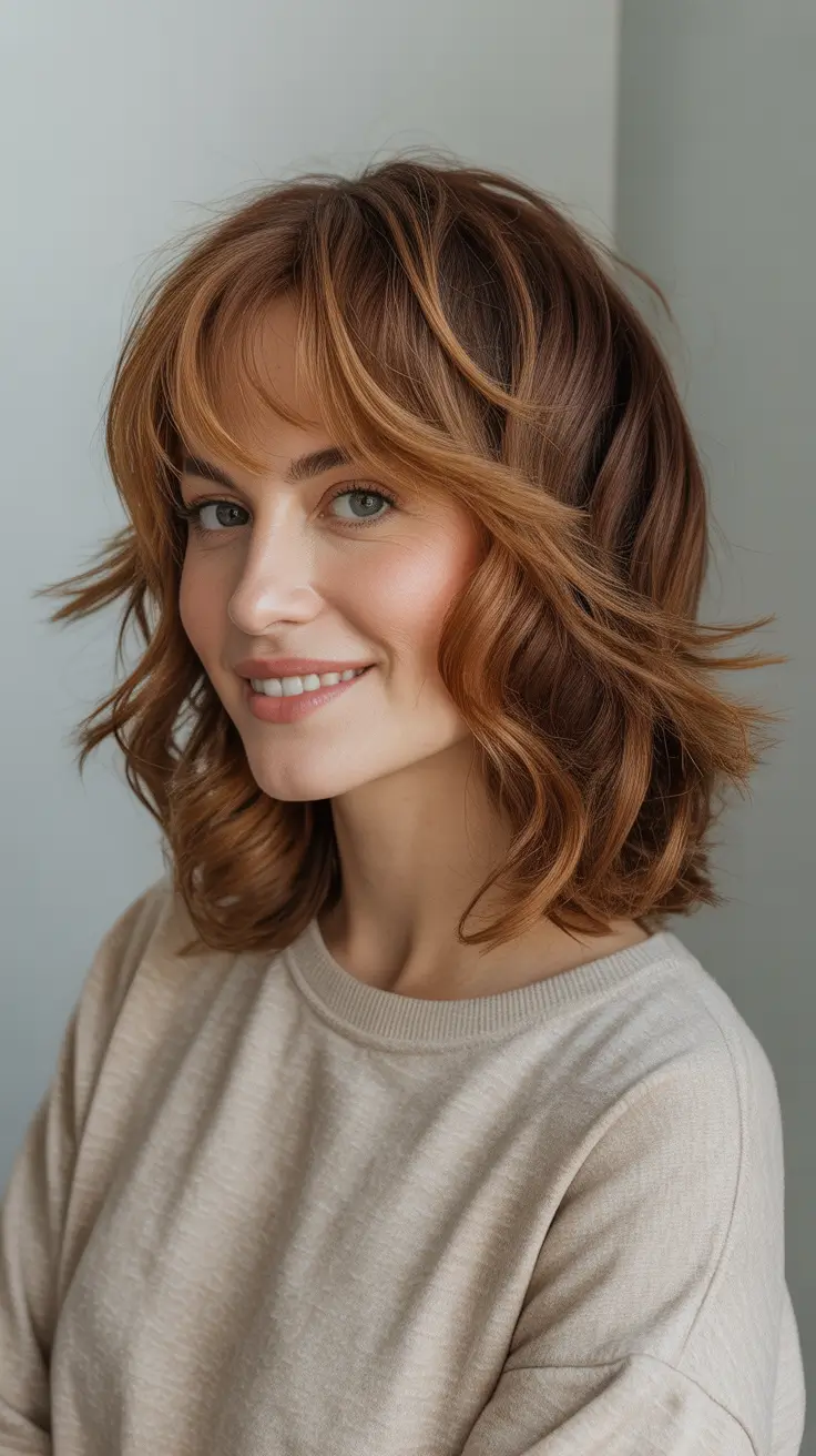 jellyfish haircut Warm Copper Jellyfish Midi With Sculpted Volume and Gentle Light