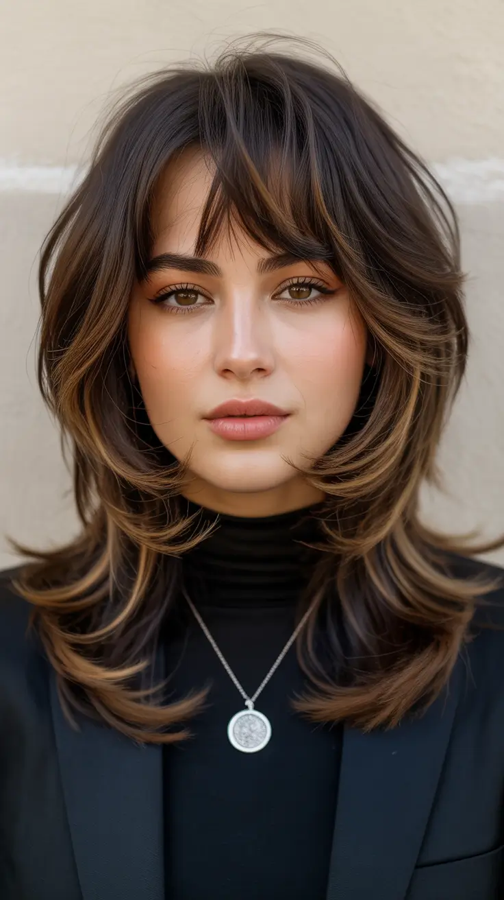 chocolate feathered layered haircut 2026