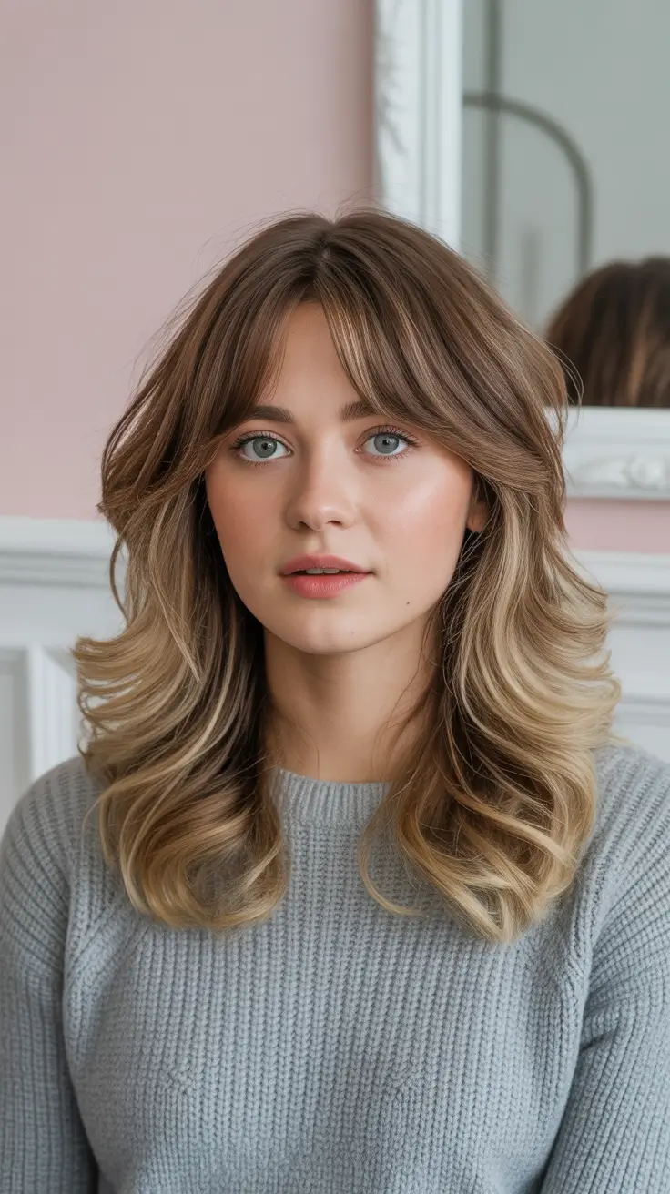 warm balayage layered haircut 2026