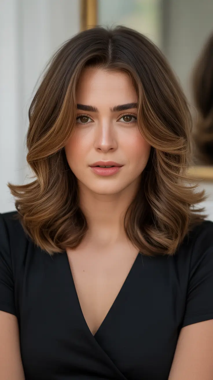 medium brunette layered haircut 2026