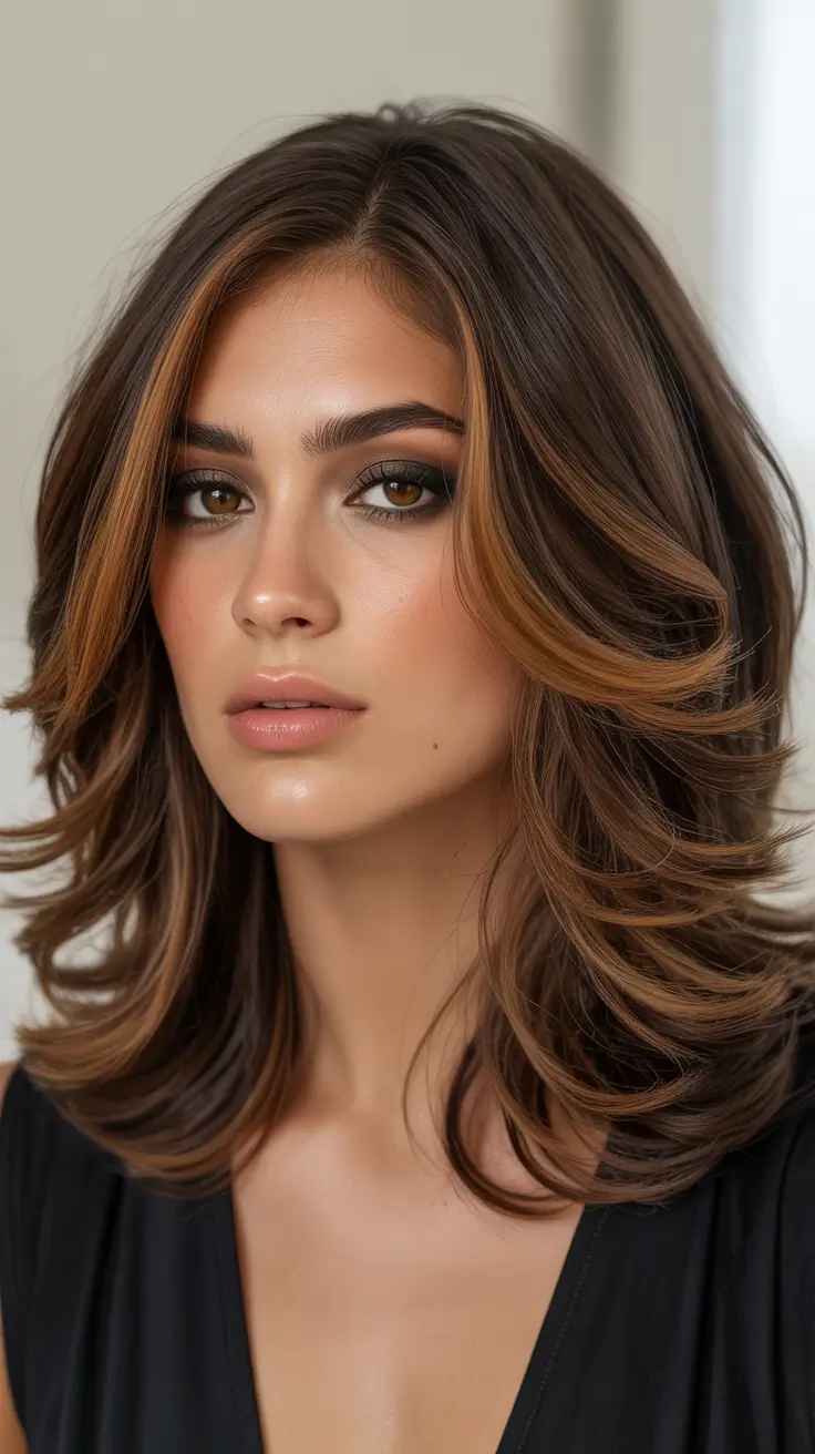 mid length copper layered haircut 2026