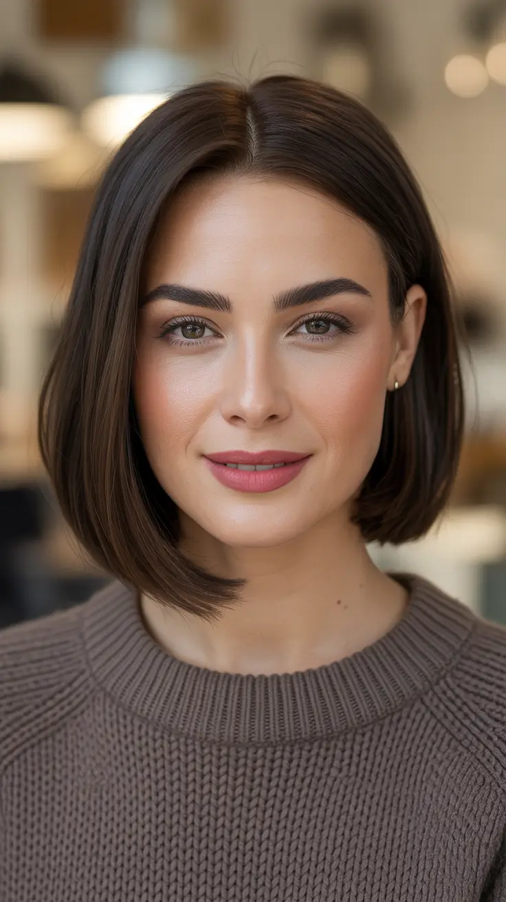 Long bob haircut ideas 2026 Classic Espresso Sleek Bob