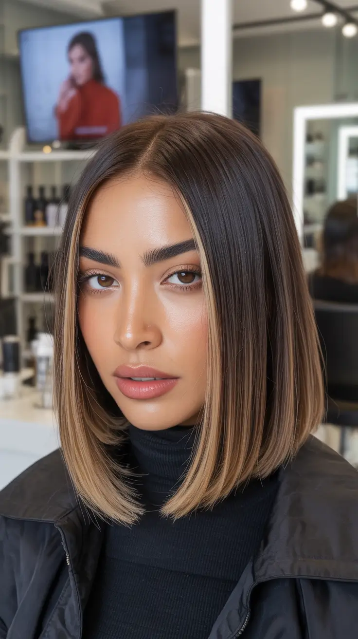 Long bob haircut ideas 2026 Dark Sleek Power Bob