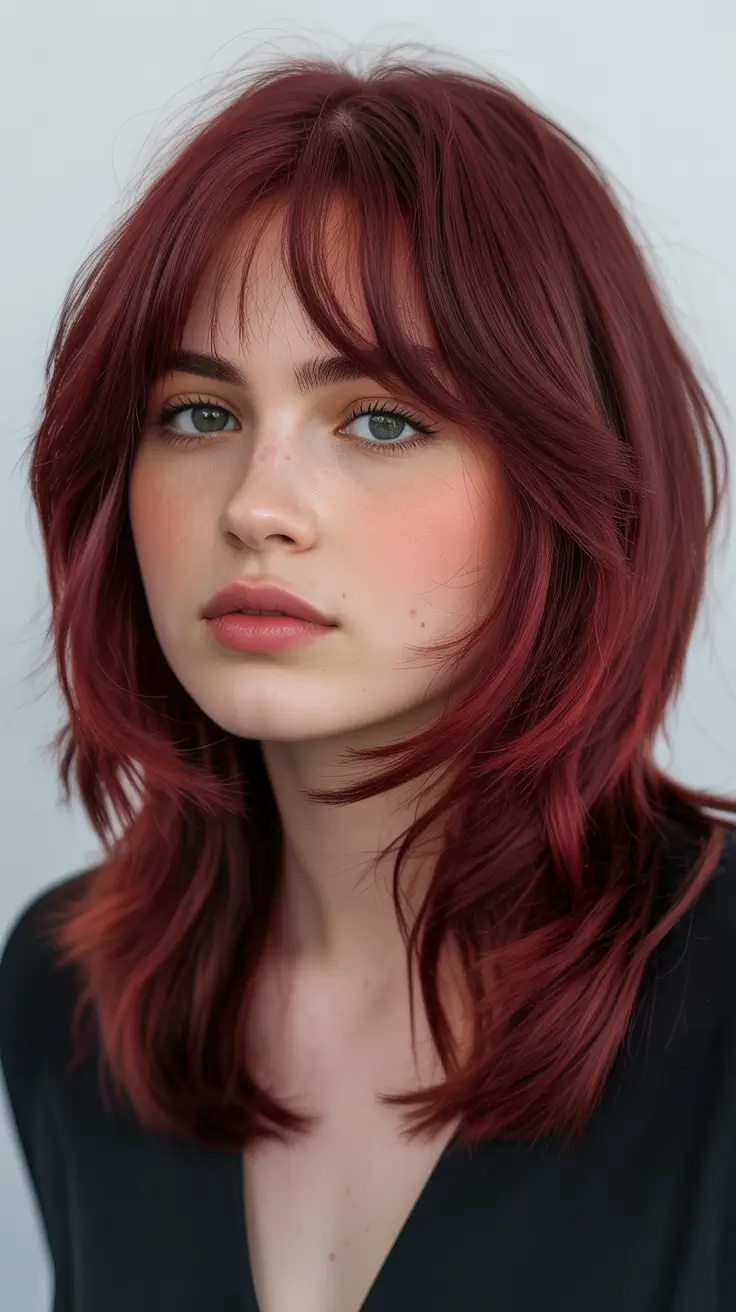 mid-length-hairstyle-2026-Modern-Red-Shag-With-Layers-And-Bangs