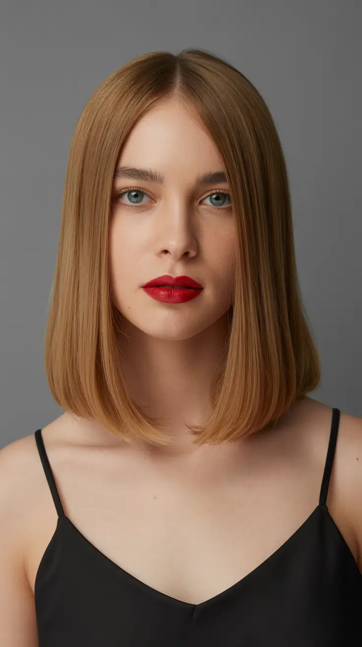 mid-length-hairstyle-2026-Refined-Copper-Straight-Bob
