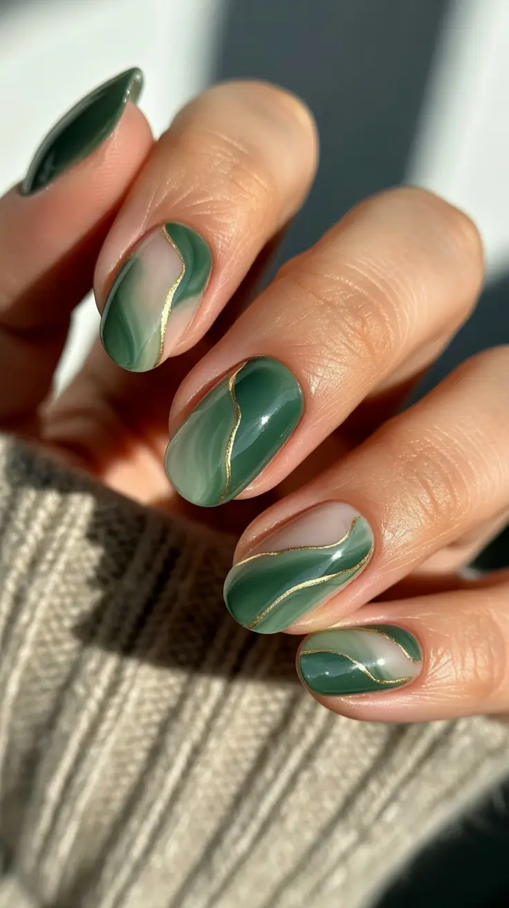 Nail-trends-2026-Layered-Green-Marble