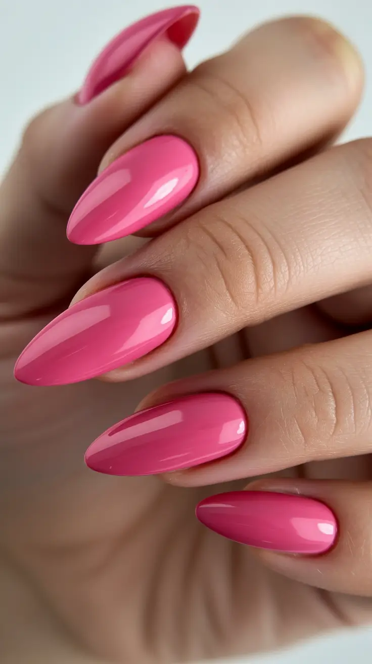 Pink-Nails-Warm-Candy-Pink-Almonds-for-Playful-Summer-Moments