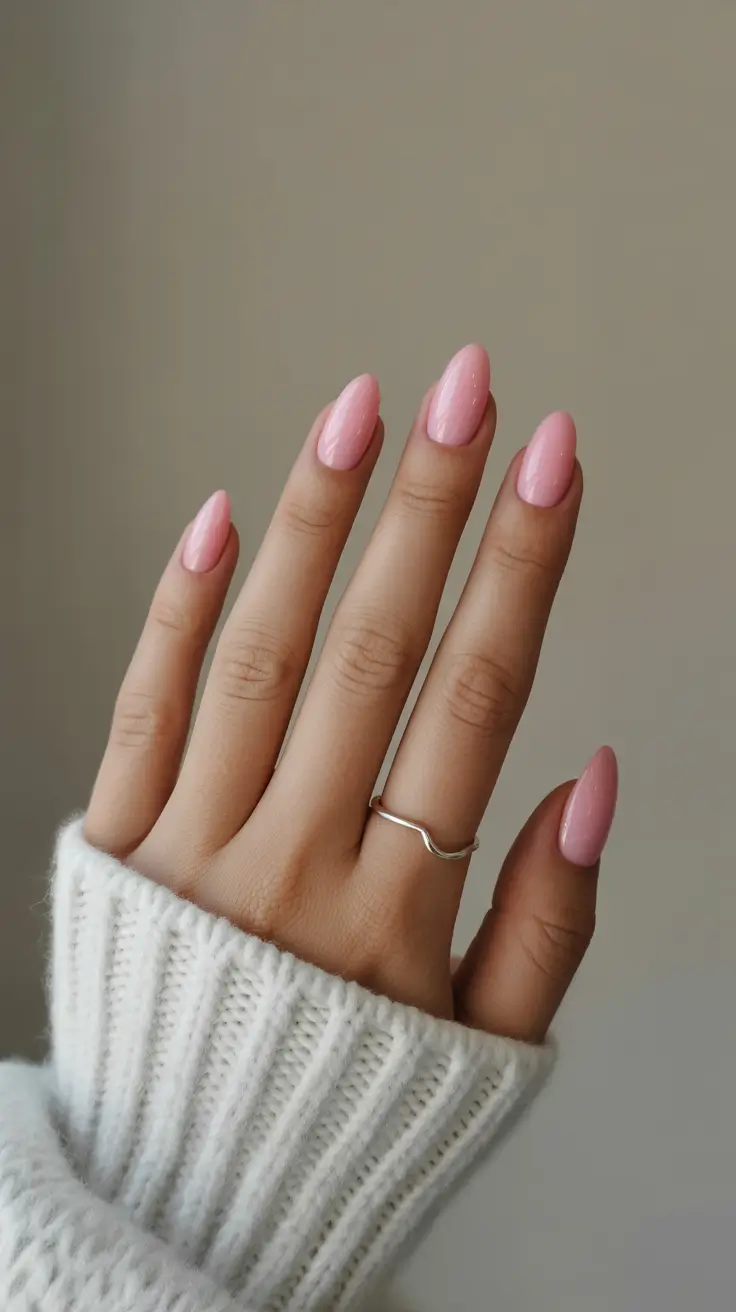Pink-Nails-Soft-Pastel-Almonds-With-a-Minimal-Sparkle-Wash