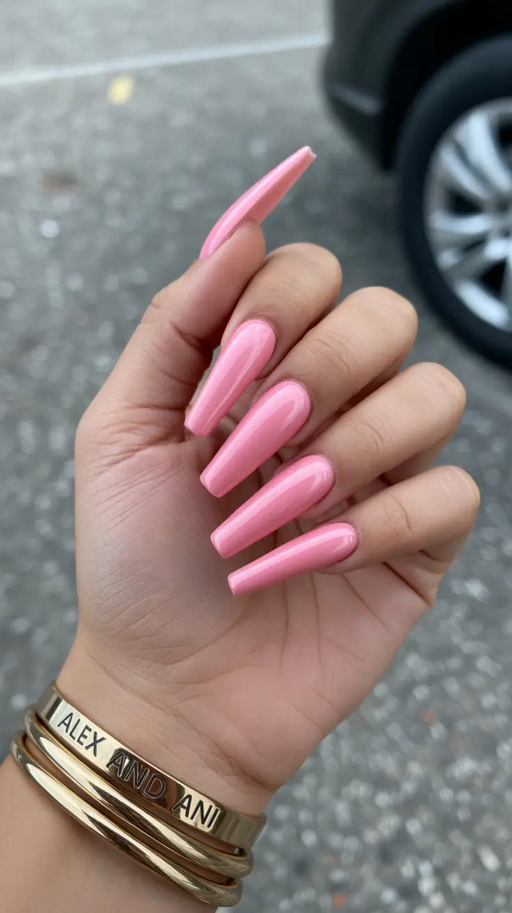 Pink-Nails-Long-Pastel-Pink-Coffins-With-a-Glossy-Ice-Cream-Finish