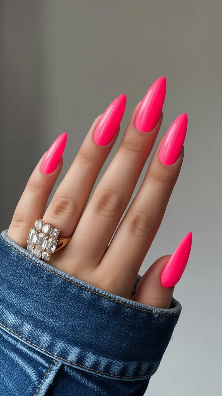 Pink-Nails-Electric-Neon-Almonds-for-Summer-Statement-Days
