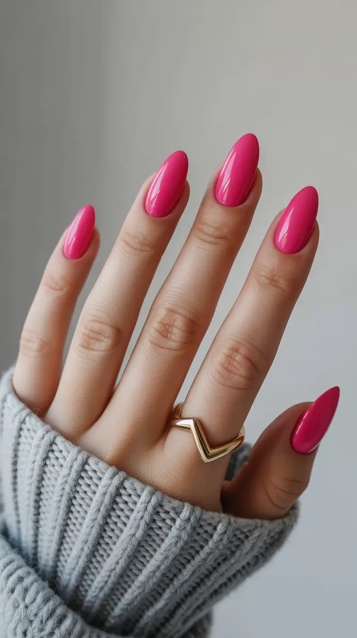 Pink-Nails-Classic-Pink-Almonds-With-Cozy-Sweater-Vibes