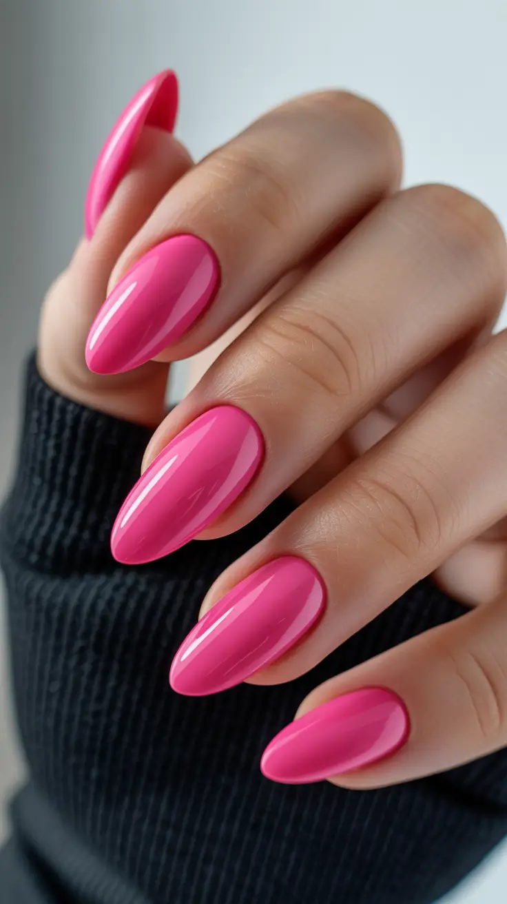 Pink-Nails-Bubblegum-Pink-Almonds-With-a-Fresh-Summer-Glow