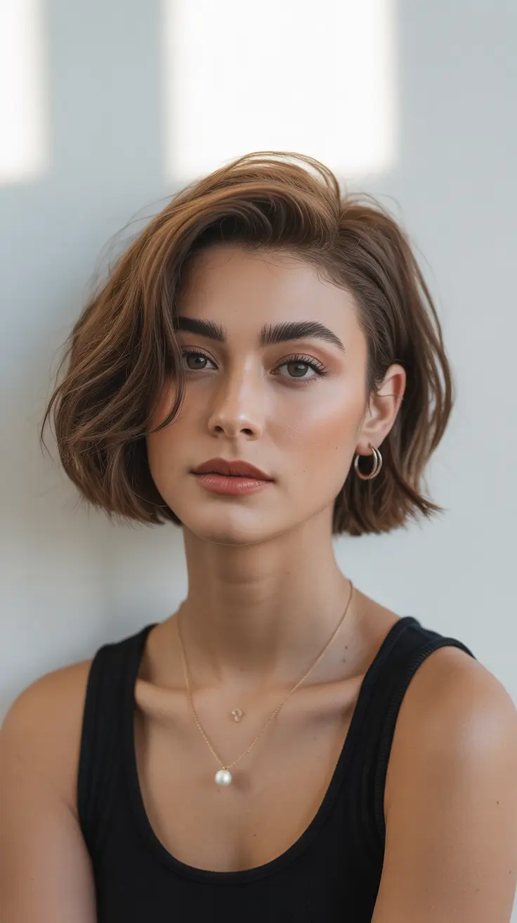 Short Pixie Haircuts 2026 Bronze Pixie Bob with a Touch of Glow