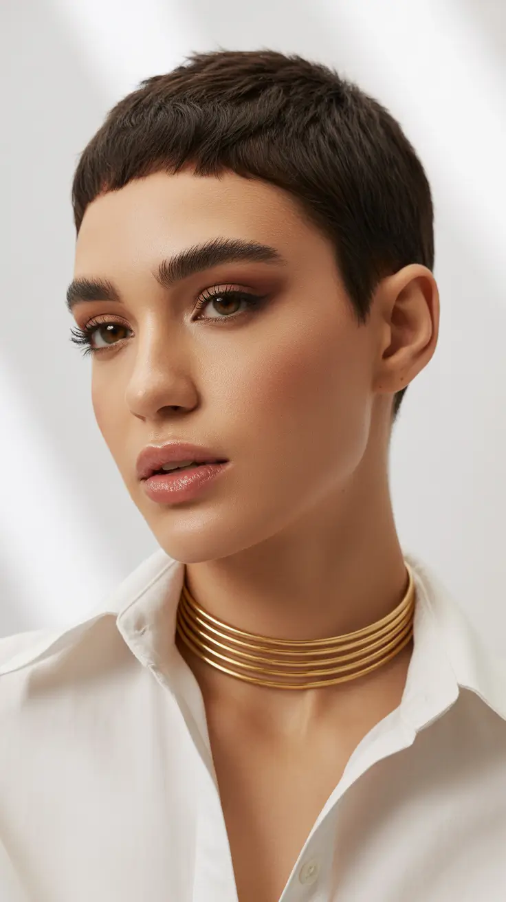 Short Pixie Haircuts 2026 Short Cropped Brunette Pixie