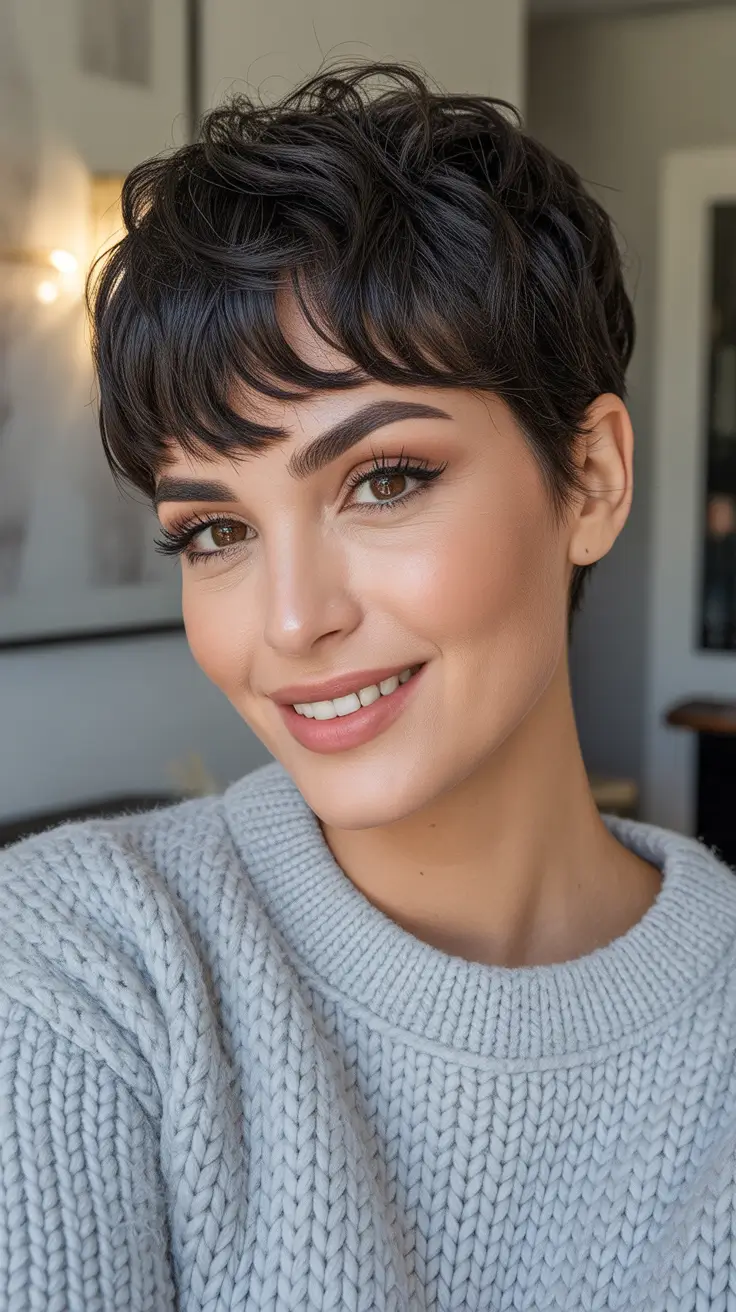 Short Pixie Haircuts 2026 Modern Tousled Pixie with Curly Accents
